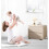 Solid Wood Nightstand with 2 Drawers,Modern Minimalist Bedside Table,End Table with Microfibre Leather Wrap 5