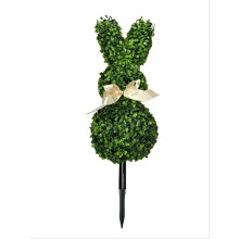 Artificial Boxwood Bunny Topiary, Easter Decorative Rabbit Plant with Bow, Set of 2, Green (Green (1 Pack))