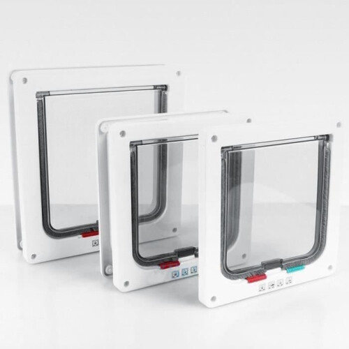 Pet Mate Μεγάλο Λευκό Κλείδωμα Γάτας L (25cm x 23,5cm) 4-Wide Lock για Γάτα/Μικρό Σκύλο, Εύκολη 1