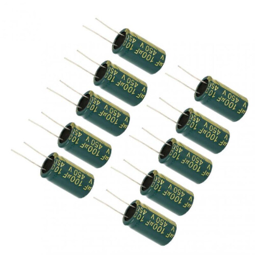 Risegun Electronic Components Electrolytic Capacitor Radial Assorted Kit 450V 100uF 10pcs Green 1