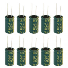 Risegun Electronic Components Electrolytic Capacitor Radial Assorted Kit 450V 100uF 10pcs Green