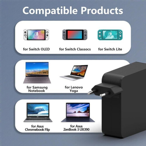 Φορτιστής φορητού υπολογιστή USB-C 65W για ASUS, προσαρμογέας γενικής χρήσης Type-C 2
