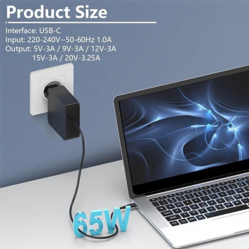 Φορτιστής φορητού υπολογιστή USB-C 65W για ASUS, προσαρμογέας γενικής χρήσης Type-C 1