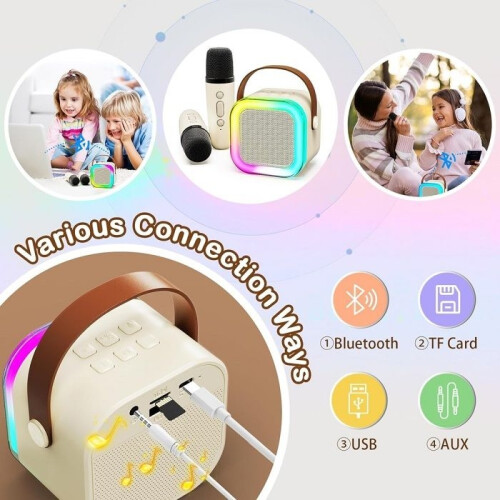 Μίνι μικρόφωνο καραόκε με ασύρματο Bluetooth και 2 μικρόφωνα με εναλλαγή φωνής 1