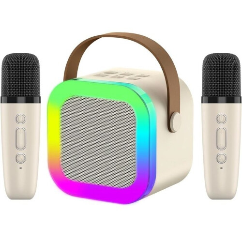 Μίνι μικρόφωνο καραόκε με ασύρματο Bluetooth και 2 μικρόφωνα με εναλλαγή φωνής