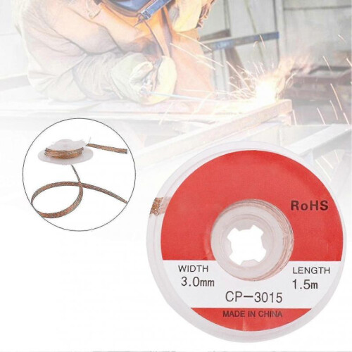 Solder wick, 2.5/3.0mm in length, 1.5m copper, reusable and high-temperature resistant 2