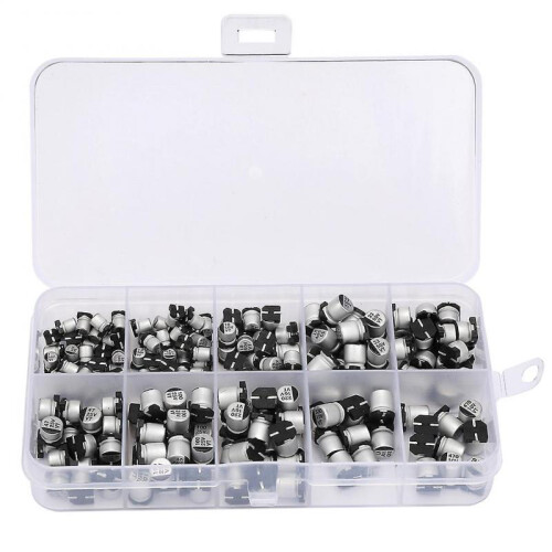 Risegun Electrolytic Capacitor SMD Electrolytic Capacitors Set 1uF 470uF E Cap, 200pcs, 10-50V, Assortment
