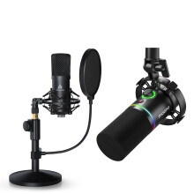 AUA04T USB Microphone with PD200X Dynamic Microphone Bundle for Podcast, Studio, Streaming, YouTube, Recording, Vocal