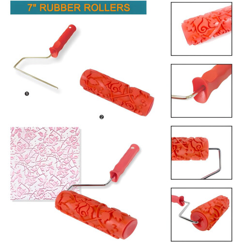 7'DIY Patterned Paint Roller  Decorative Art Texture Roller  Embossing Texture Rubber Roller 2