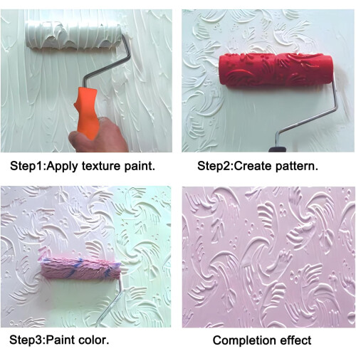 7'DIY Patterned Paint Roller  Decorative Art Texture Roller  Embossing Texture Rubber Roller 1