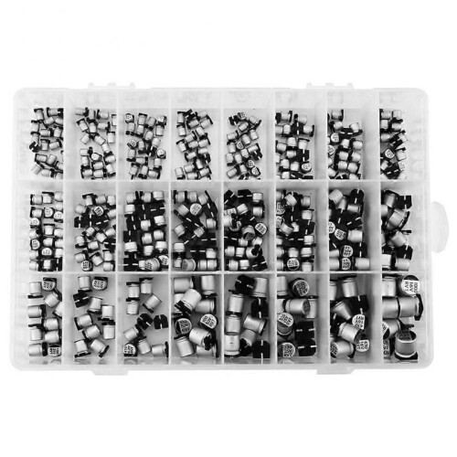 400PCS Electrolytic Capacitors Kit, 24 Values SMD Capacitor Kit with Storage Box, 1uF - 1000uF, for Computer, Notebook, Radio, DIY 2