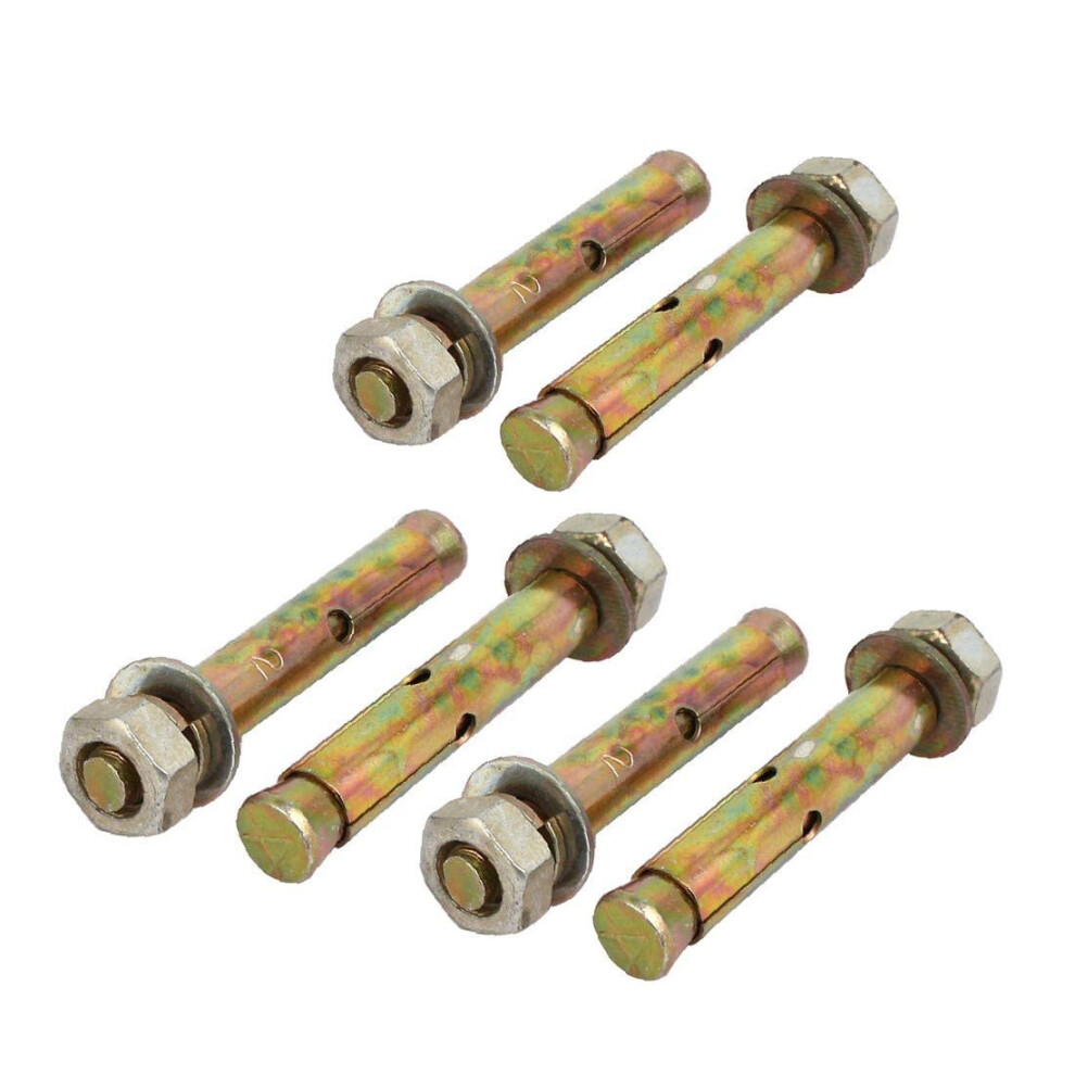 M10x80mm Zinc Plated Sleeve Anchor Expansion Bolt Bronze Tone 6Pcs (Color : Multiple Colors, Size : Medium) 395291739945