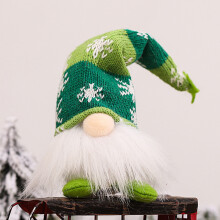 (Green) Christmas LED Light Up Gnome Plush Dwarf Gonk Doll Xmas Party Home Ornament