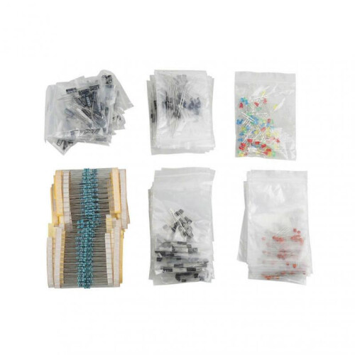 Risegun Resistor Electronic Components Set, LED Diodes, Transistors, Electrolytic Capacitors, Resistors Kit for DIY Projects, 100 Pieces