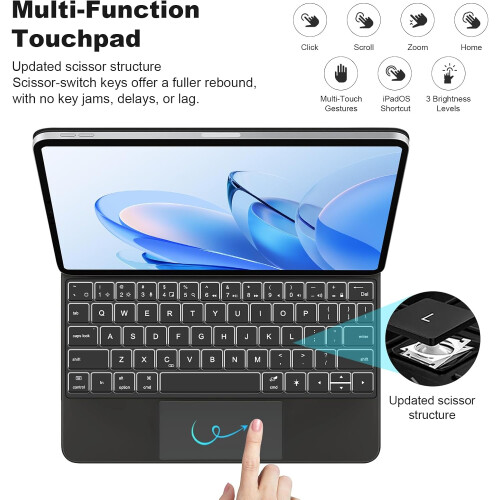 Magic Keyboard Case for iPad 11th(A16,)/10th Generation  10.9',Magnetic Floating Stand 2