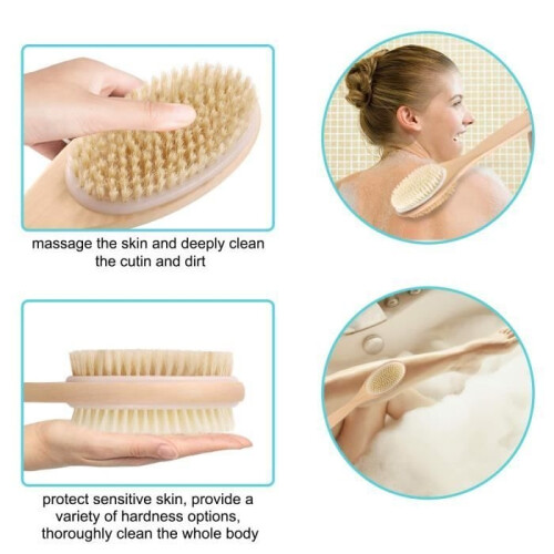 Βούρτσα απολέπισης - SCRUB - 17 ίντσες - Μπεζ - Τρίχες αγριόχοιρου - Μακριά ξύλινη λαβή 1