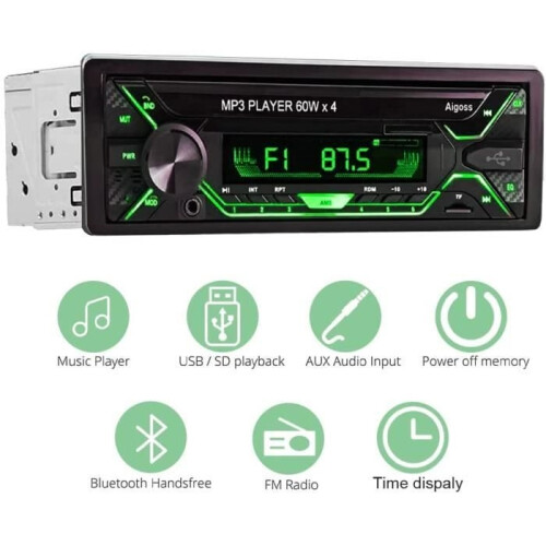 Ραδιόφωνο αυτοκινήτου Bluetooth 240W 1 DIN, FM με δυνατότητα hands-free, τηλεχειριστήριο και 1