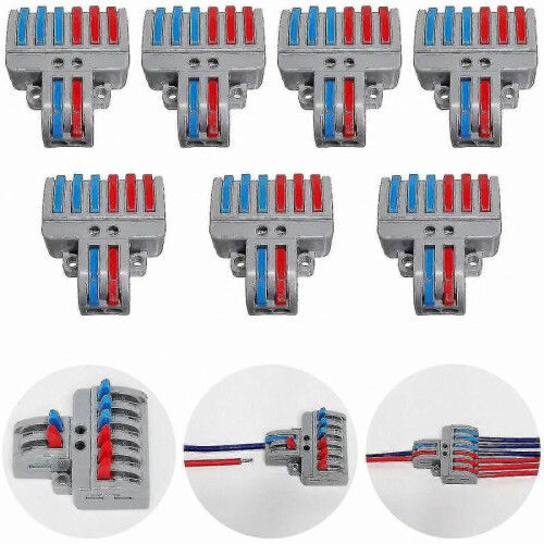 8-Pole Lever Terminal Set with Push Cable Connectors, Compact Plug-in Design, Includes Mounting Screws, 7 Pieces