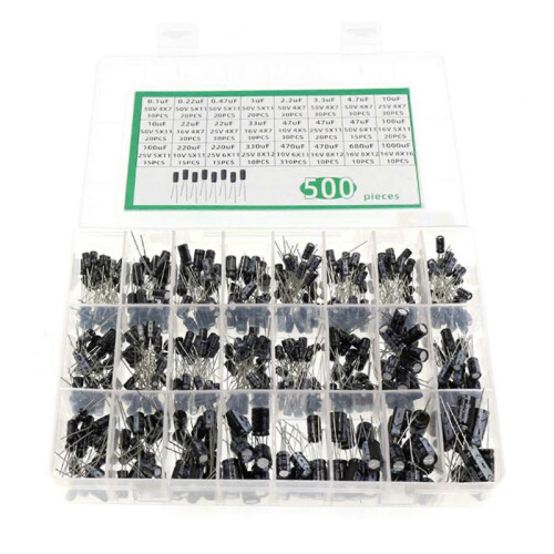 Multilayer Monolithic Ceramic Electrolytic Capacitor, Assorted Kit with Storage Box 0.1 UF-1000 UF 24Values
