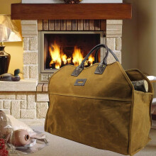 Wax Canvas Log Carrier Tote,Large Fire Wood Bag, Firewood Holder