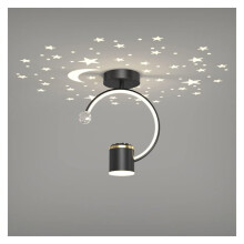 Ceiling Lamp Black Semi Flush Mount Ceiling Light with Downlight Led Projection Star Spotlights
