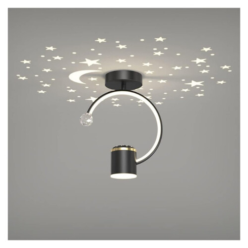Ceiling Lamp Black Semi Flush Mount Ceiling Light with Downlight Led Projection Star Spotlights