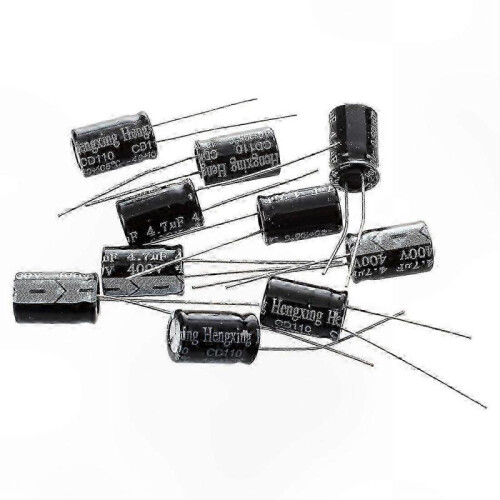4.7uF 400V Radial Electrolytic Capacitors, 10-Pack, 8x12mm Size