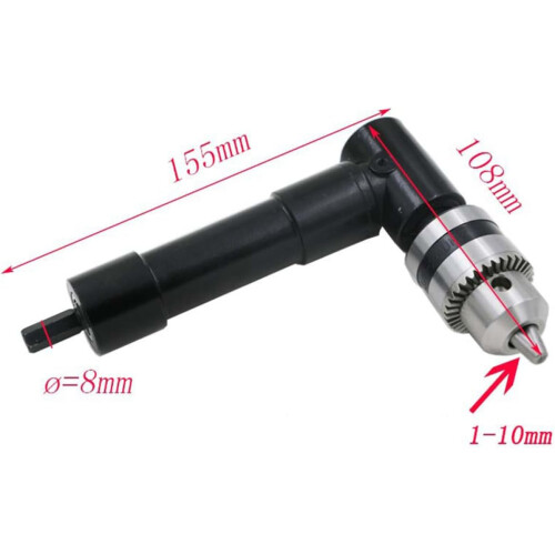 90 Angle Drill Attachment Adapter Chuck Drilling Adapter for Electric Right Angle Drill Driver Black 1