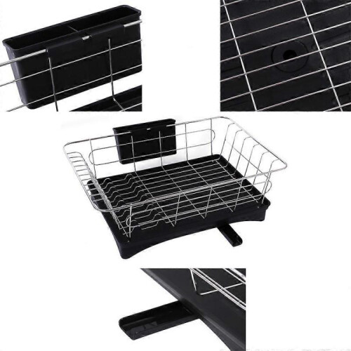 Set Removable Stainless Steel Dish Drainer Drying Rack Rust 2