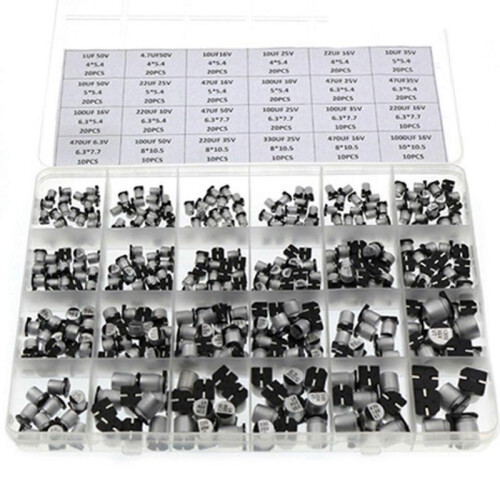 400pcs 1UF~1000UF 6.3V-50V 400pcs 24 Different Values SMD Aluminum Electrolytic Capacitors