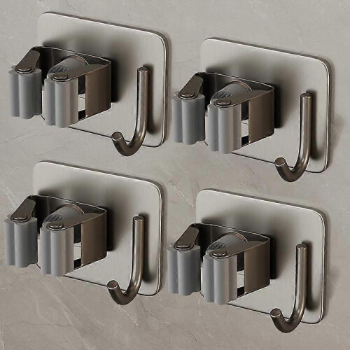 Bathroom Hook, Self Adhesive Wall Broom Hook 4 Pieces 8X6.7X4.5CM