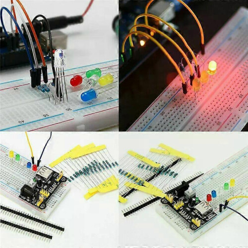Electronic Component Basic Starter for Arduino Kit with 830 Mounting Points Breadboard Cable Resistor Capacitor LED Potentiometer 2