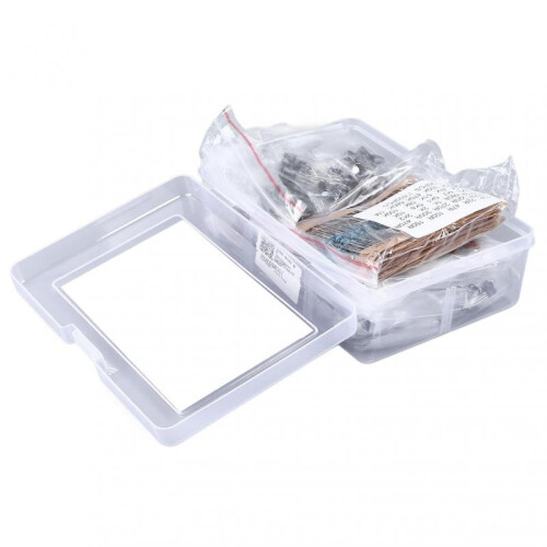 1500PCS Electronic Component Assortment Kit with Resistors, Transistors, Ceramic Capacitors, Electrolytic Capacitors, and LED Diodes 1