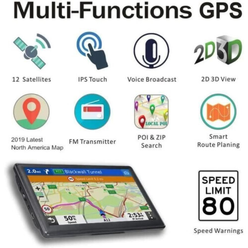 GPS πλοήγησης BIQIQI 7 ιντσών – Χάρτες Lifetime Europe 47 – Μαύρος 1