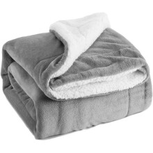 Γκρι Κουβέρτα Sherpa Fleece 130 x 160 cm – Κουβέρτα διπλής όψης από μαλακή και ζεστή φανέλα