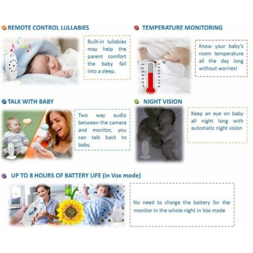 Ασύρματη βιντεοκάμερα μωρού 2,0 ιντσών με μικρόφωνο και νυχτερινή όραση 2