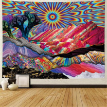 Promotional sales Psychedelic Tapestry Mountain Sun Tapestry Abstract Trees Tapestry Colorful Nature Landscape Tapestries Bohemian Hippie Tapestry Wal