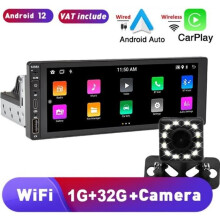 Android 12 1G+32G Οθόνη αφής HD 6,86 ιντσών 1 DIN Ραδιόφωνο αυτοκινήτου GPS Ασύρματο CarPlay And