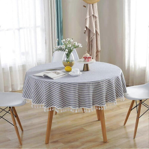 Round tablecloth Striped tablecloths Fringe table runner Simple and elegant home textiles for indoor 2