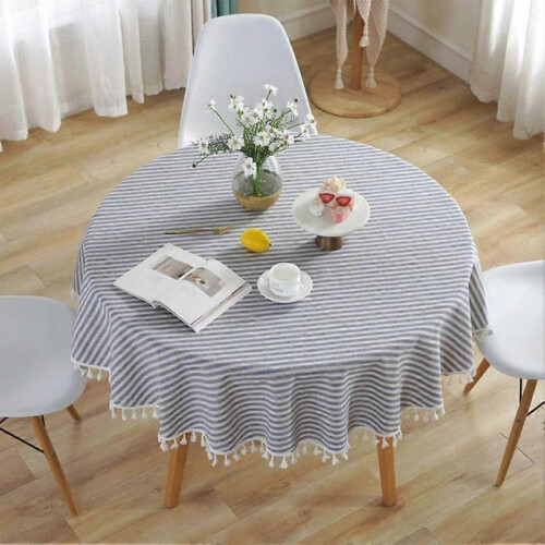 Round tablecloth Striped tablecloths Fringe table runner Simple and elegant home textiles for indoor
