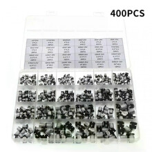 400pcs 24 Value Electrolytic Capacitor Kit 1uF-1000uF 6.3V-50V Aluminum Assorted Storage Capacitors