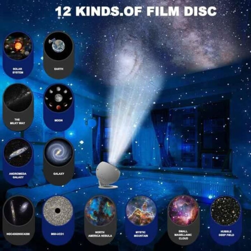 Προβολέας δίσκου 12 αστέρων, Λάμπα Galaxy, Έναστρος ουρανός, Λάμπα LED, 2