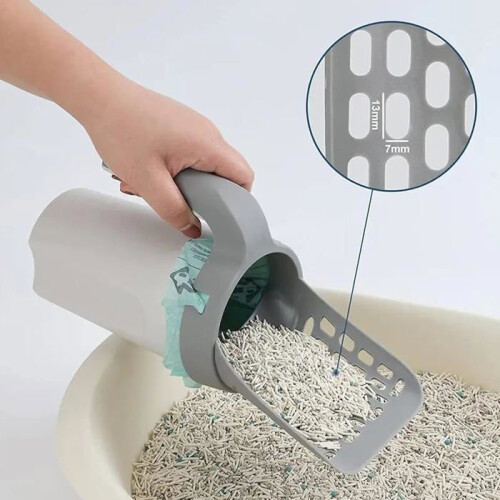 Κουτάλα άμμου για γάτες με θήκη, φορητή αμμολεκάνη, μεγάλη κουτάλα για 2