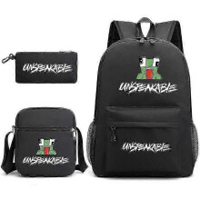 (black) Unspeakable Creative Pattern Schoolbag Shoulder Bag Pencil Bag School Bag 3 Piece Set By Bpjljr