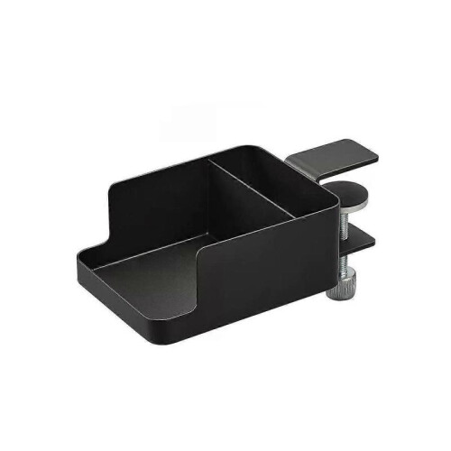 (Black) Adjustable Clamp-On Desktop Cup Holder Organizer For Phone, Remote, Plants, Water Bottle