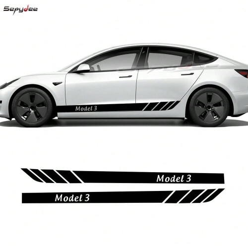 (Colorful laser, Model 3) Car stickers side skirts both sides of the ...