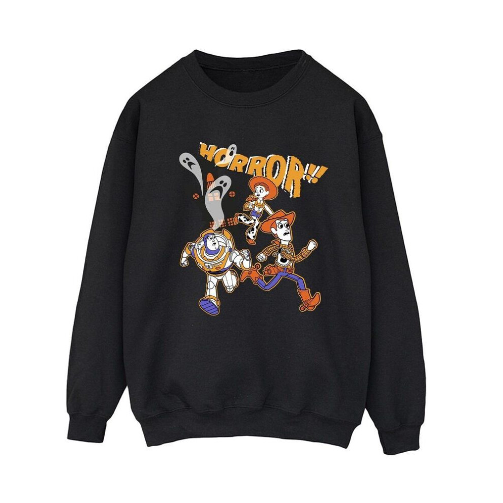 (S, black) Toy Story Womens/ladies Horror Run Away Halloween Sweatshirt