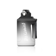 (Black) 1500ml Large Capacity Gradient Straw Cup Sports Bottle With Scale