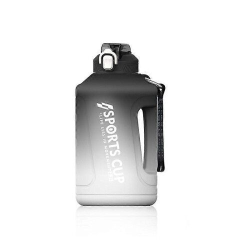 (Black) 1500ml Large Capacity Gradient Straw Cup Sports Bottle With Scale