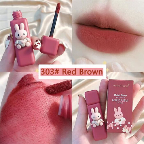 Σετ 4 lip gloss σε σχήμα κουνελιού, υγρό κραγιόν με ματ βελούδινο αφρό, σετ μακιγιάζ 2